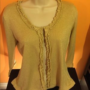 JOSEPH A SILK Metallic Gold Sweater